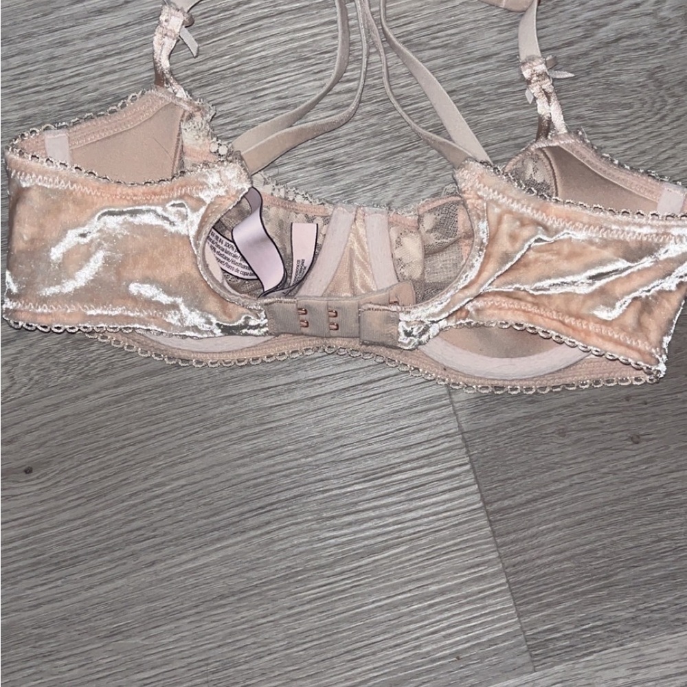 Victoria's Secret Velvet Lace Bra in Tan